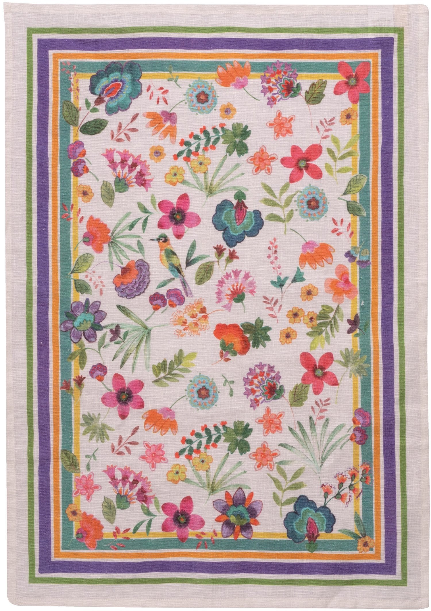 Tessitura Toscana Telerie, “Carel - Green”, Pure linen printed tea towel.