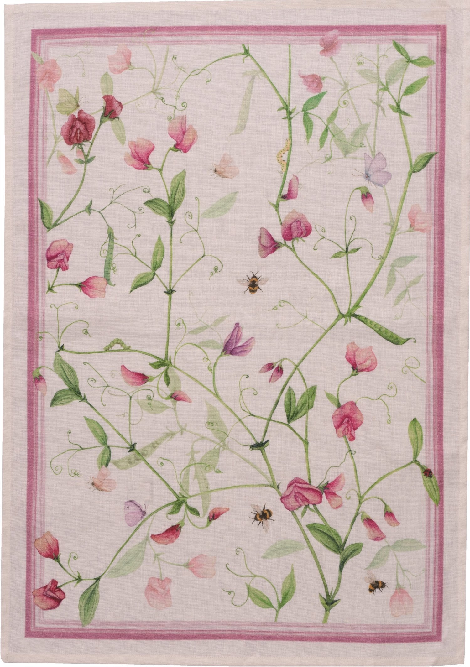 Tessitura Toscana Telerie, “Petits Pois - Pink”, Linen union printed tea towel.