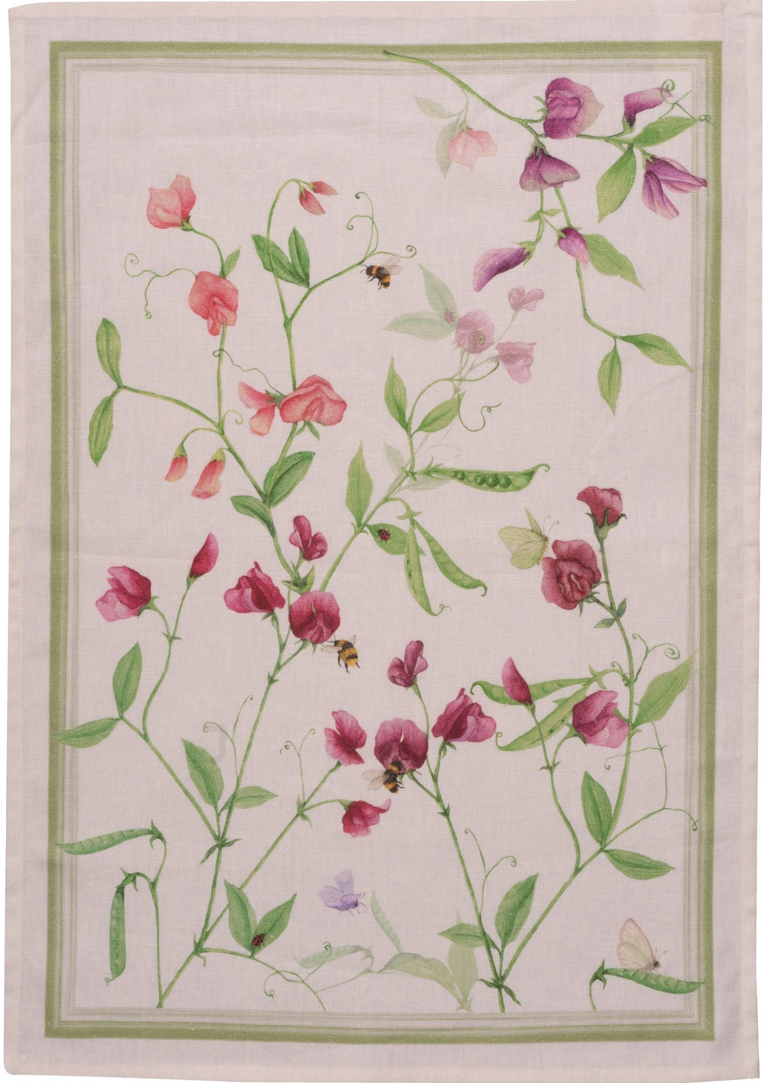 Tessitura Toscana Telerie, “Petits Pois - Green”, Linen Union printed tea towel.