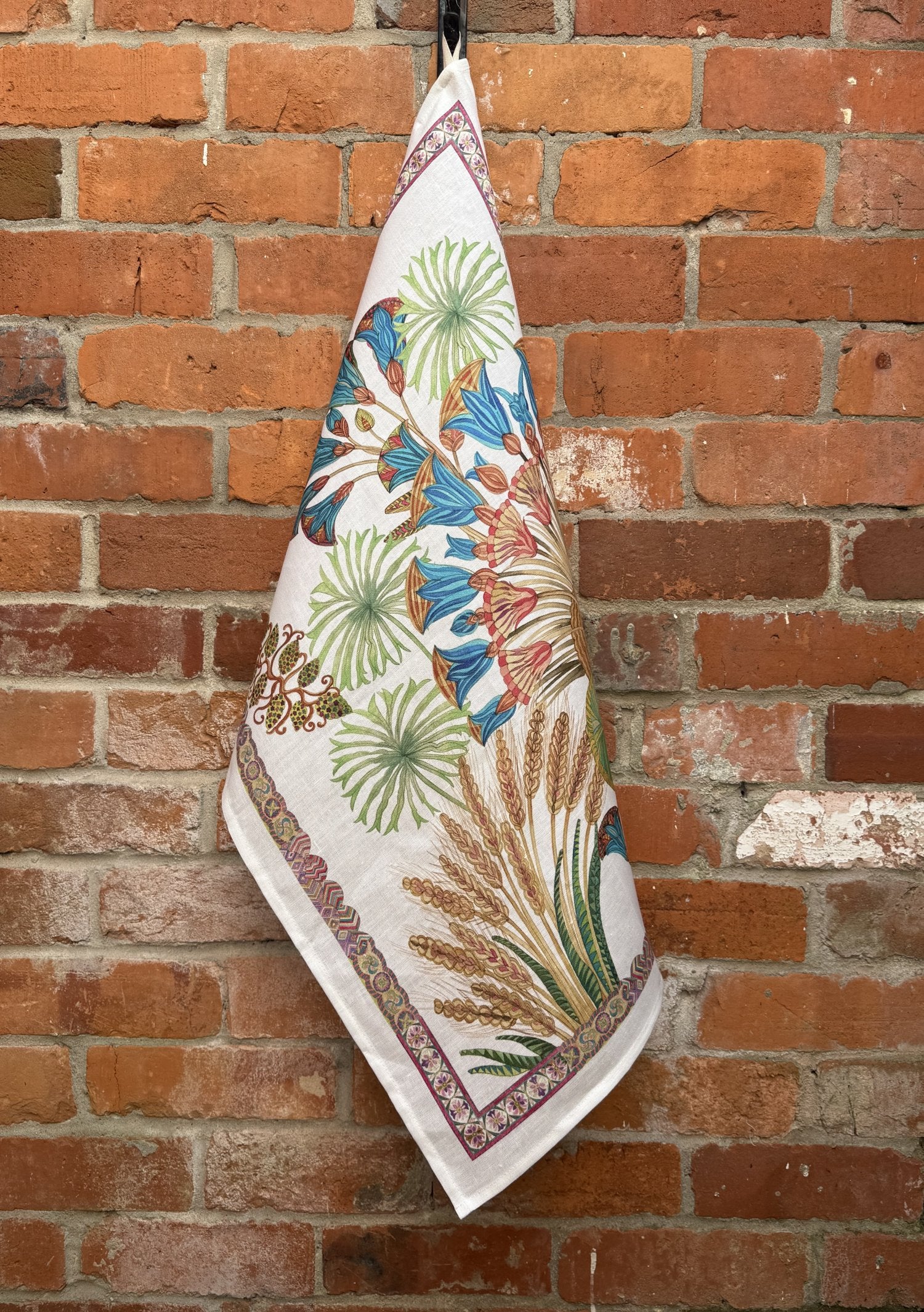 Tessitura Toscana Telerie, “Papyro Blue”, Pure linen printed tea towel.