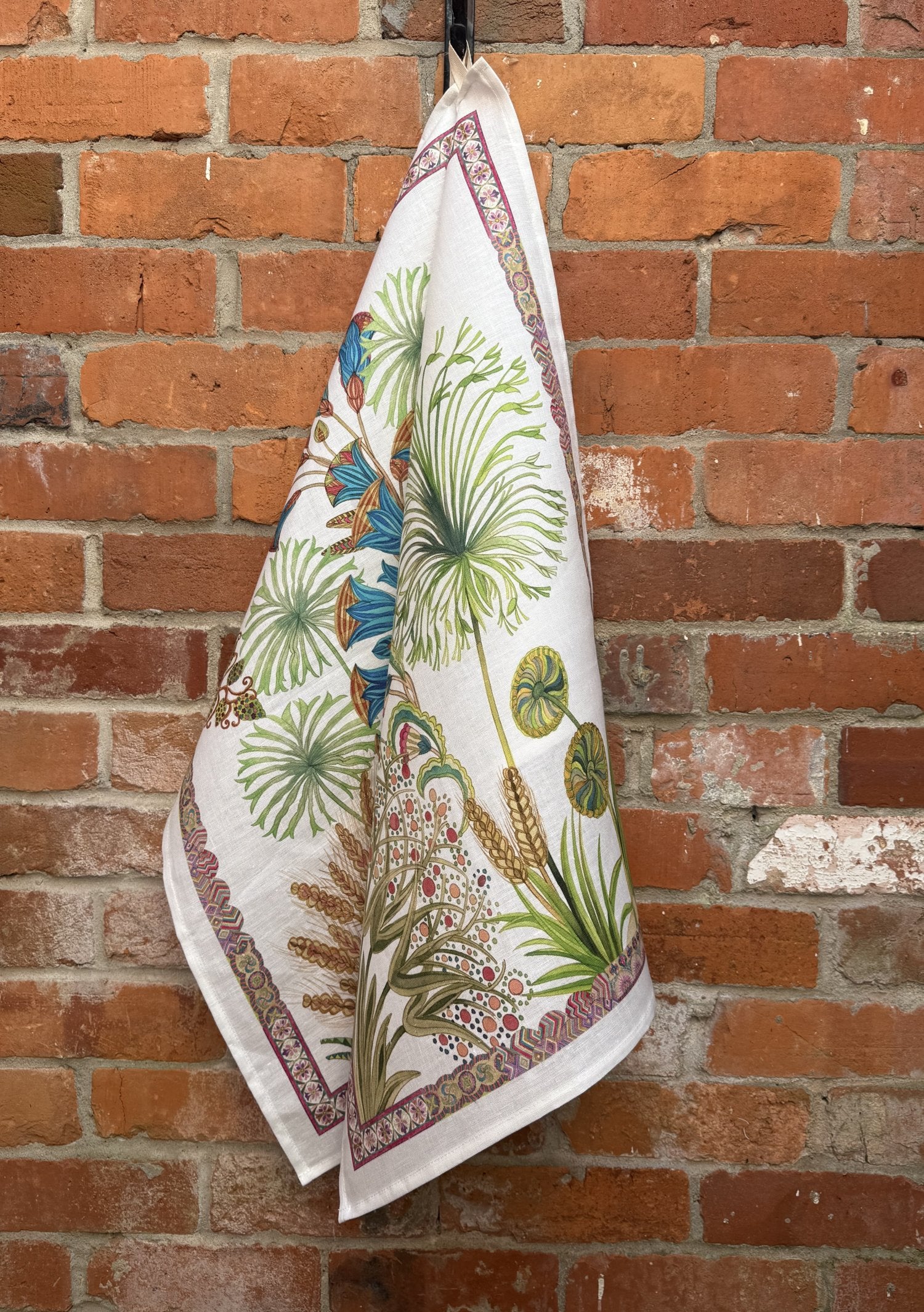 Tessitura Toscana Telerie, “Papyro Blue”, Pure linen printed tea towel.