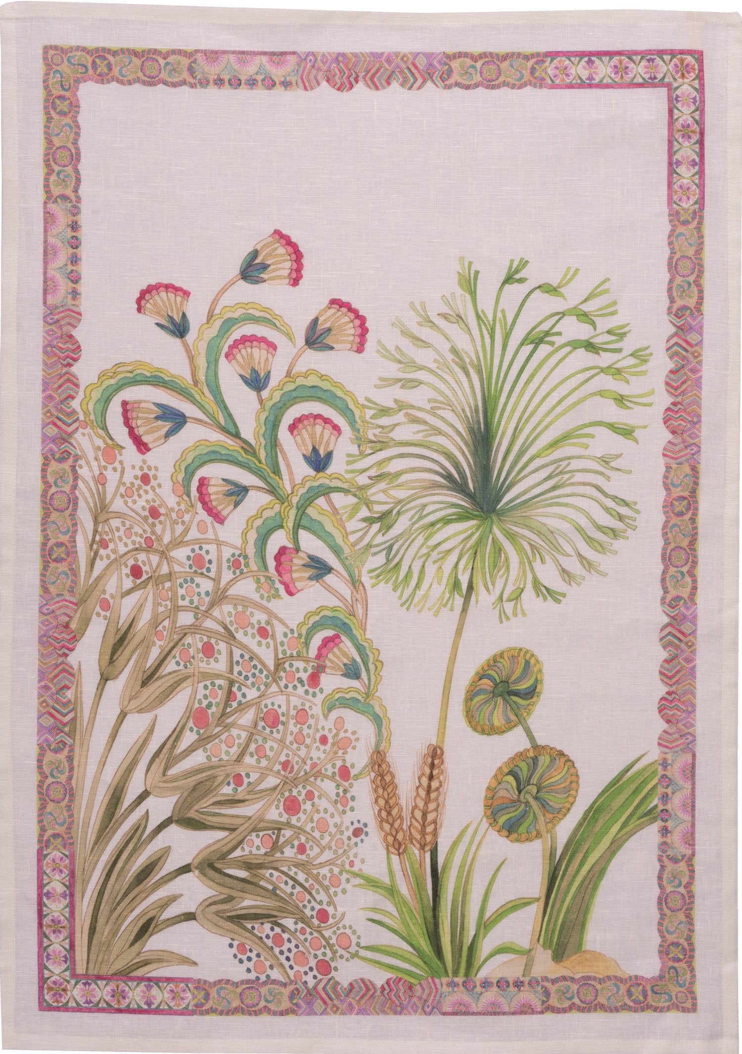 Tessitura Toscana Telerie, “Papyro Green”, Pure linen printed tea towel.