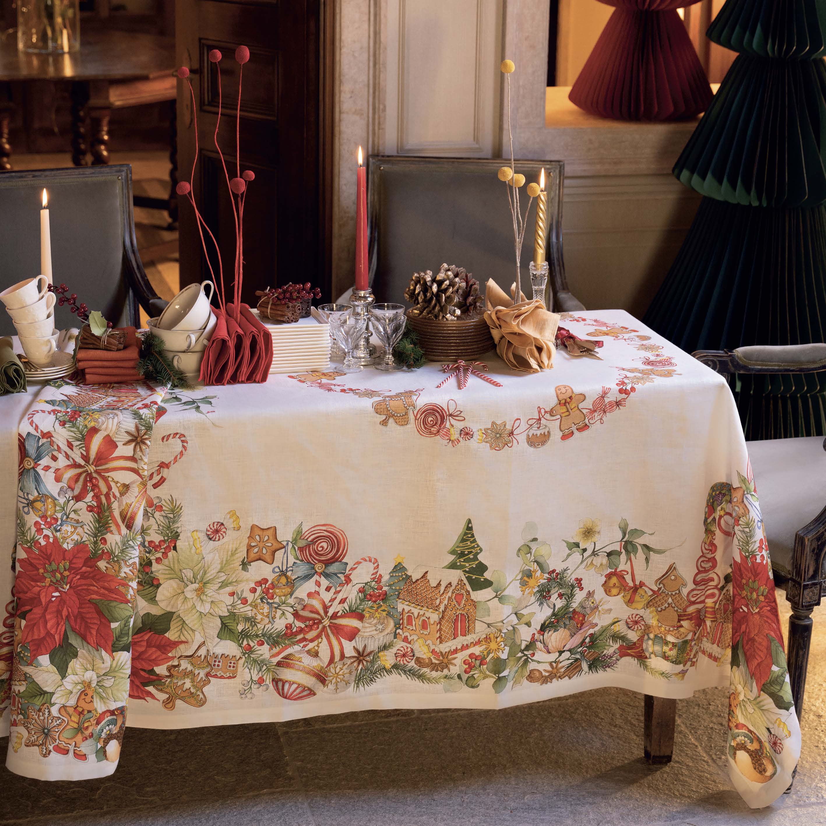 Tessitura Toscana Telerie, “Marzapepe”, Linen printed tablecloth.