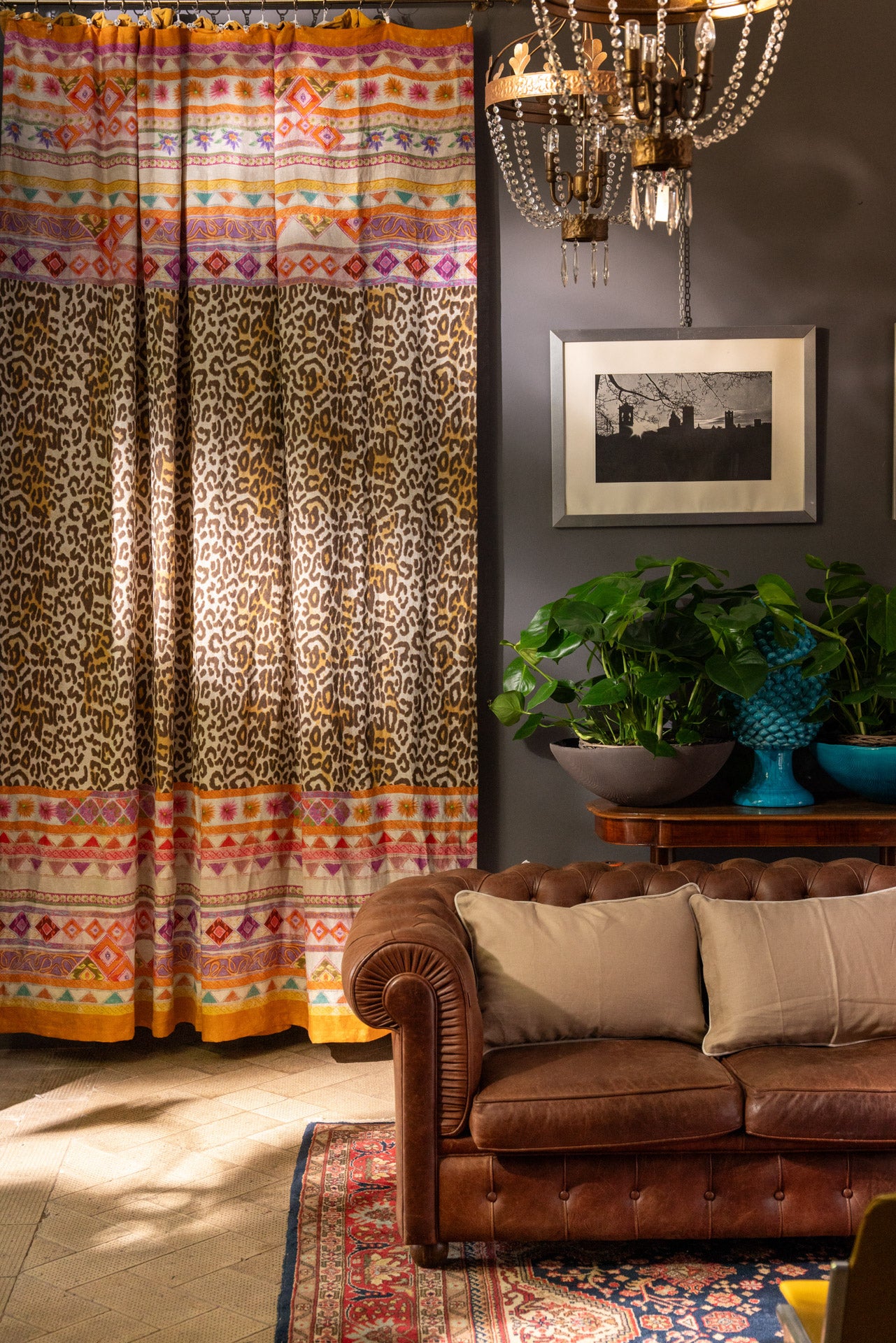 Tessitura Toscana Telerie, “Jurta Mezzero”, Printed linen throw.