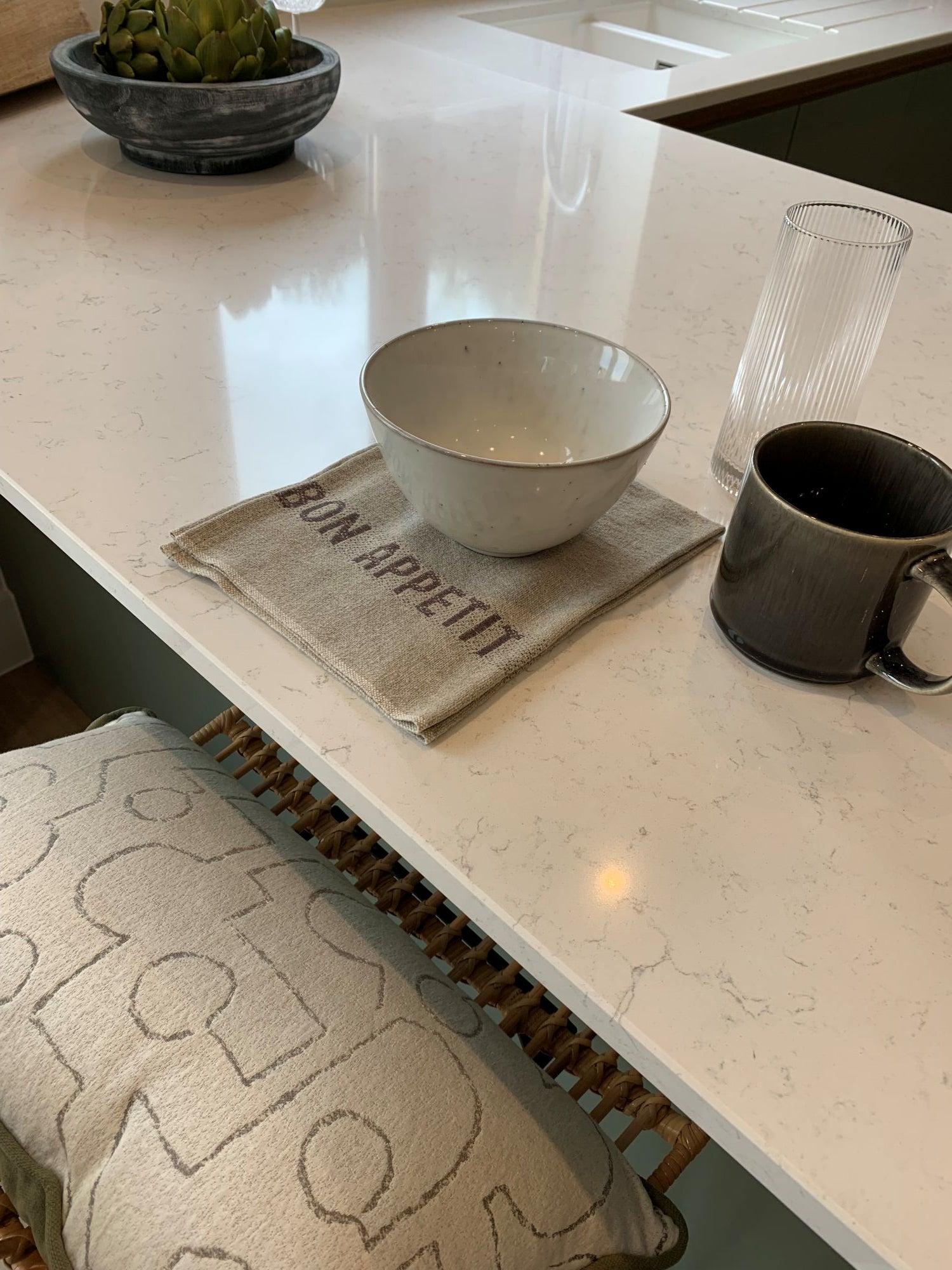 Charvet Editions "Bon Appetit" (Marron), Natural woven linen napkin. Made in France.