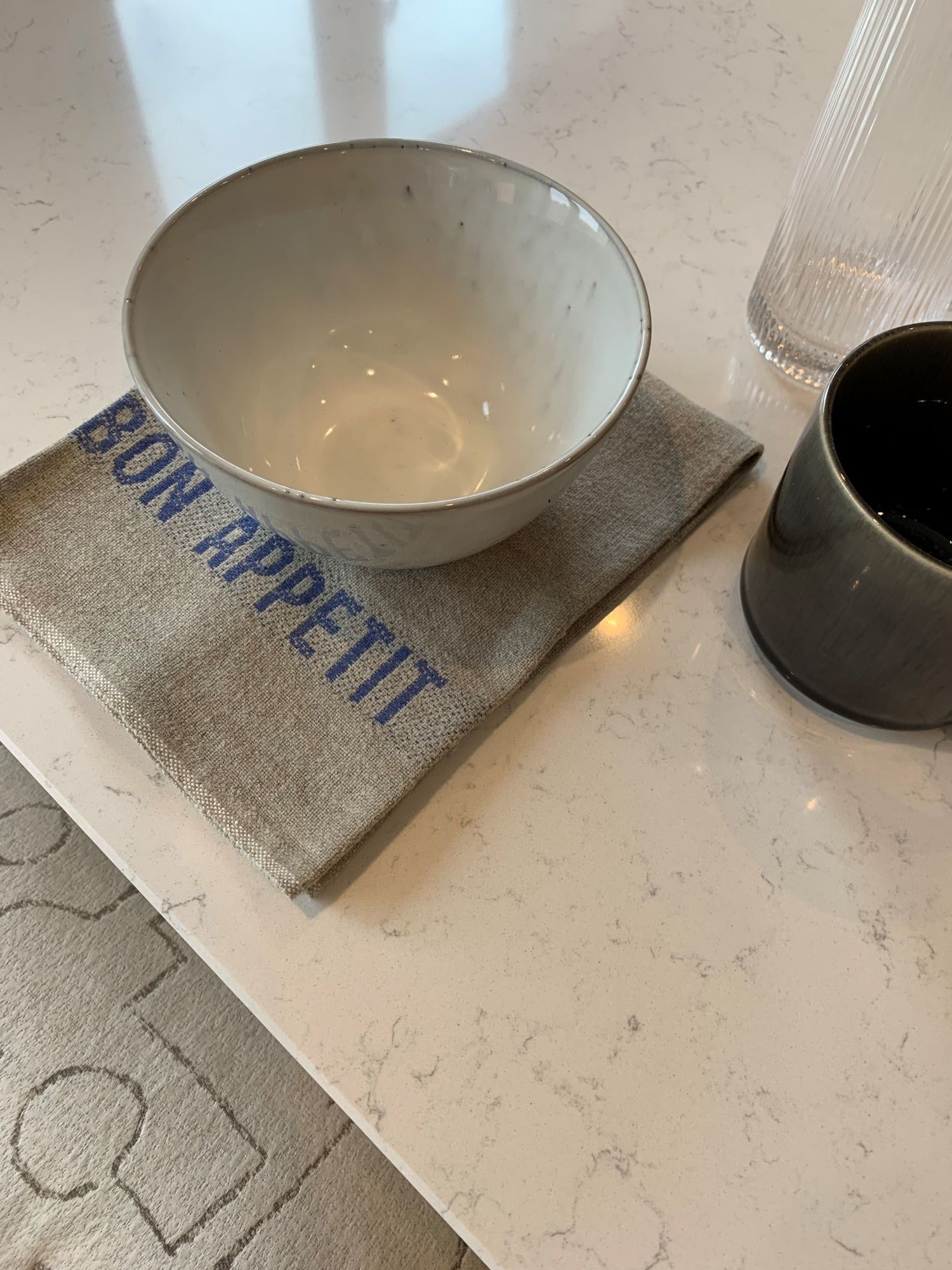 Charvet Editions "Bon Appetit" (Blue), Natural woven linen napkin. Made in France.
