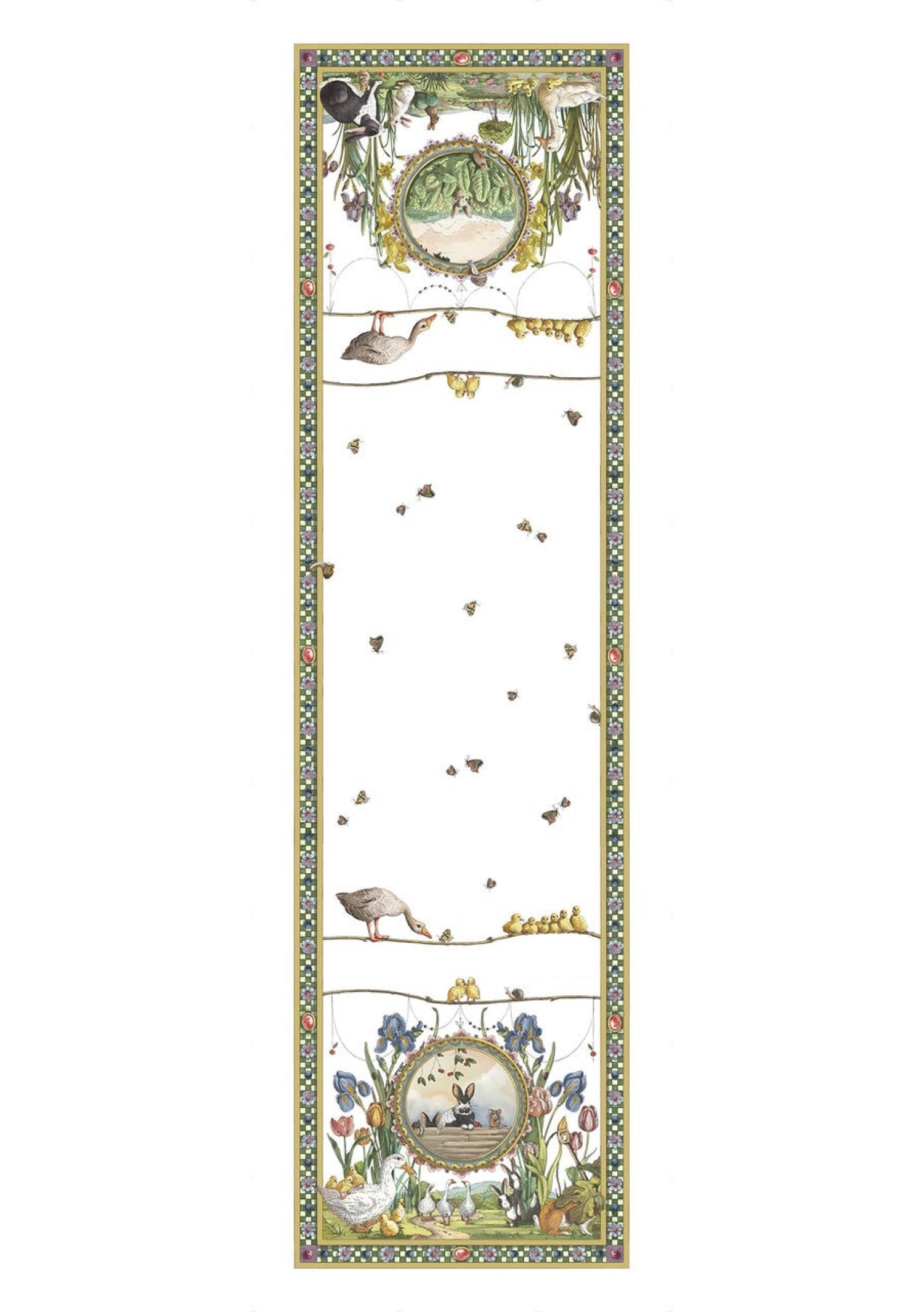 Tessitura Toscana Telerie, “Bunny Garden”, Pure linen printed table runner.
