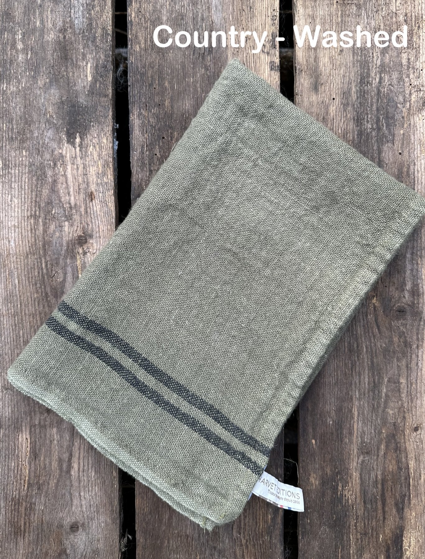 Charvet Editions "Country Washed & Dyed" (Avocat), Natural woven linen tea towel. Made in France.