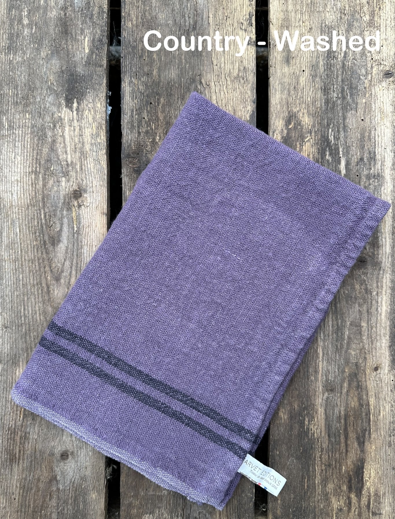 Charvet Editions "Country Washed & Dyed" (Aubergine), Woven linen tea towel. Made in France.