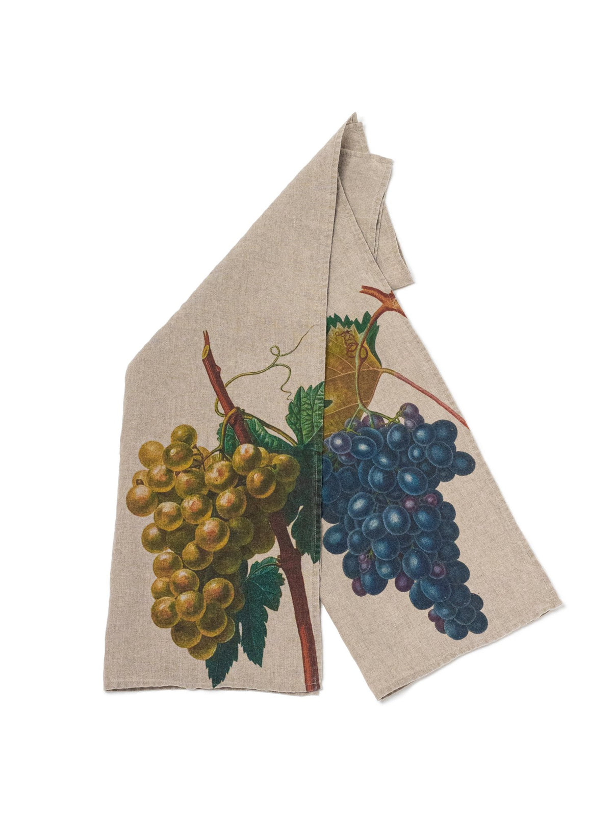 Linoroom “Black & White Grapes”, Pair of linen printed tea towels.
