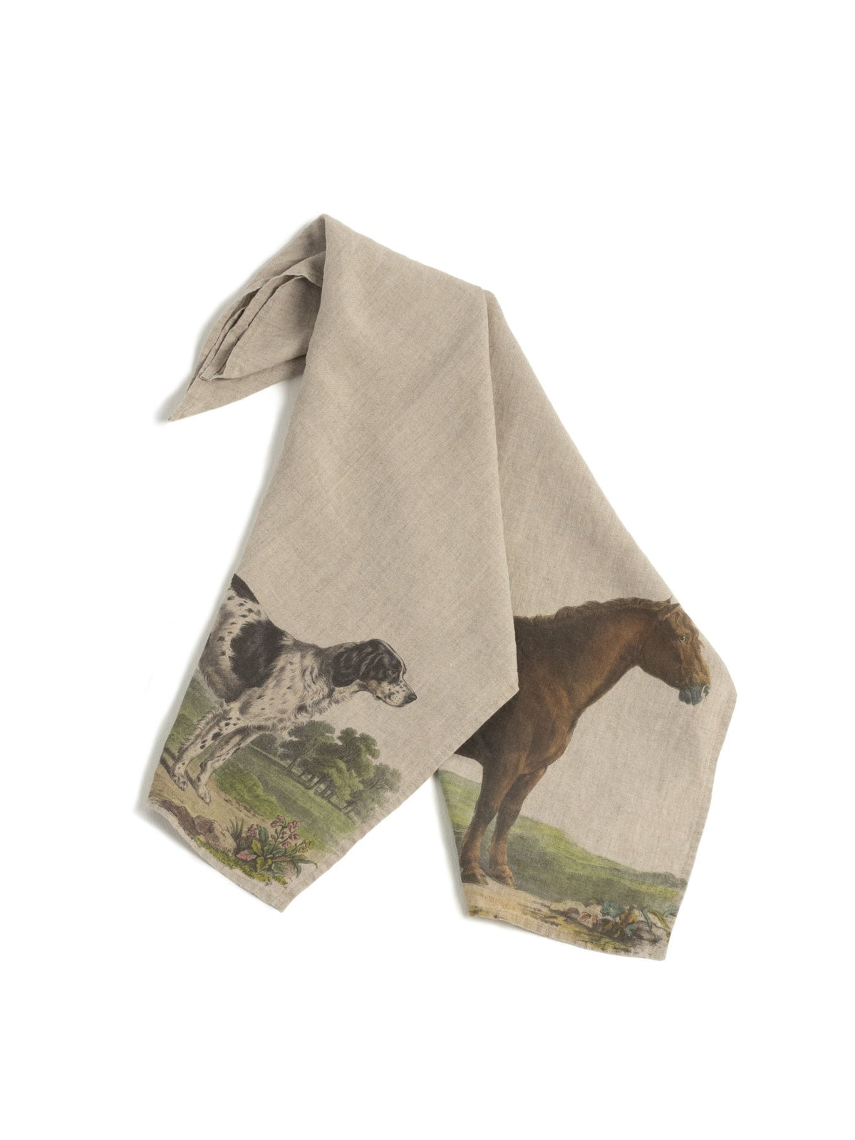 Linoroom “Horse & Dog”, Pair of linen printed tea towels.
