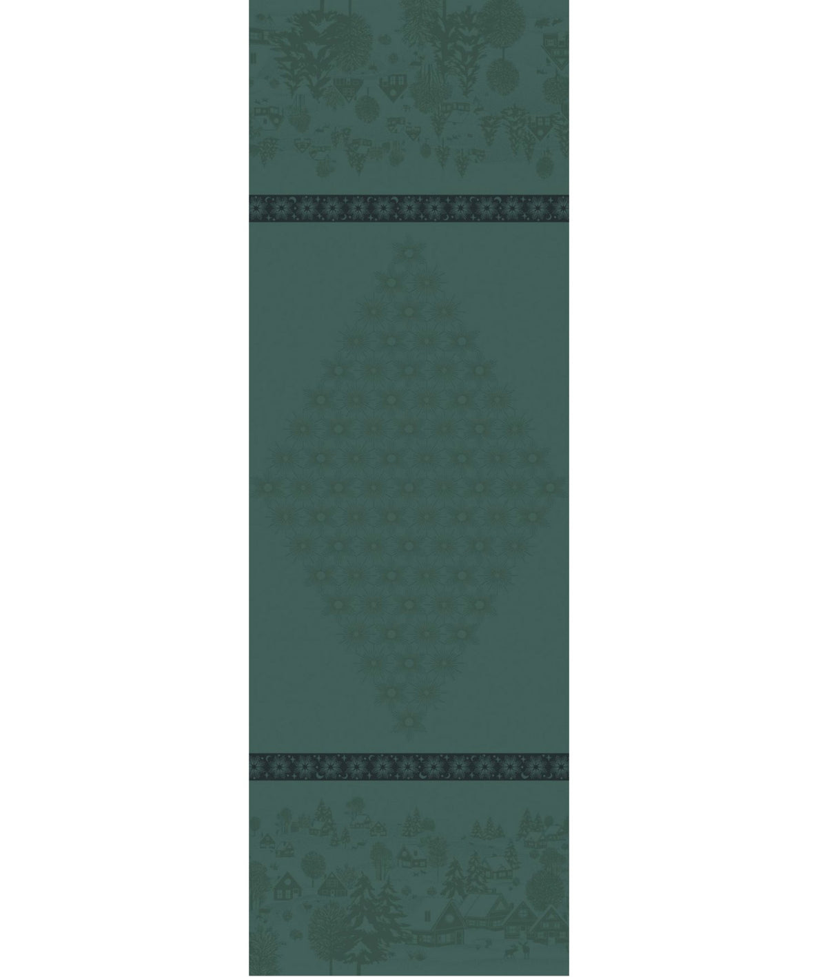 Jacquard Français "Sous Les Etoiles” (Green), Woven cotton table runner. France.