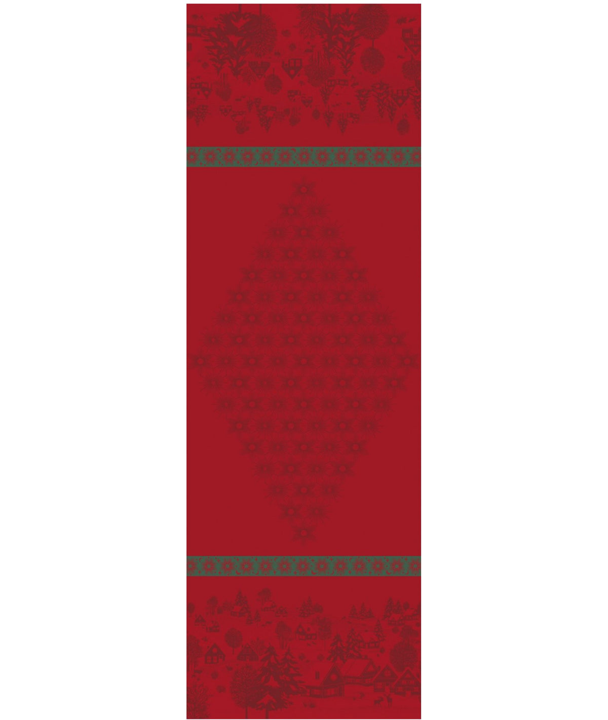 Jacquard Français "Sous Les Etoiles” (Red), Woven cotton table runner. France.
