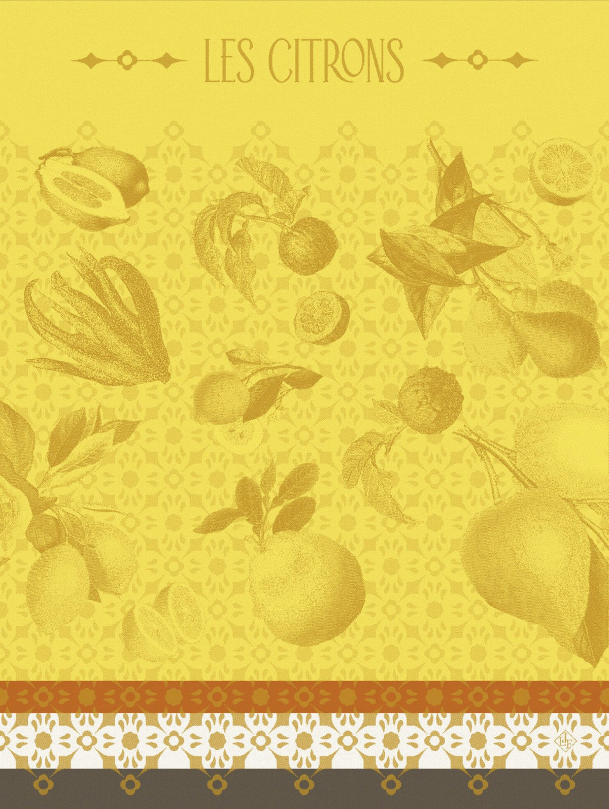 Jacquard Français "La Beaute du Zeste" (Yellow), Woven cotton tea towel. Made in France.