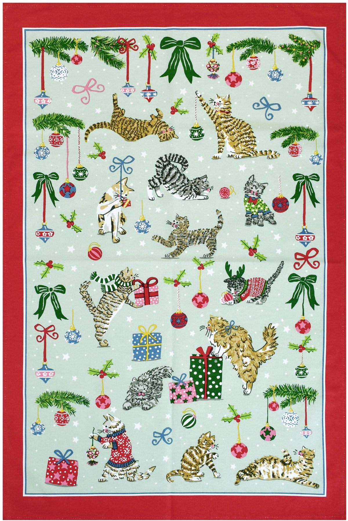 Ulster Weavers "Christmas Cats", Printed cotton tea towel. - Home Landing