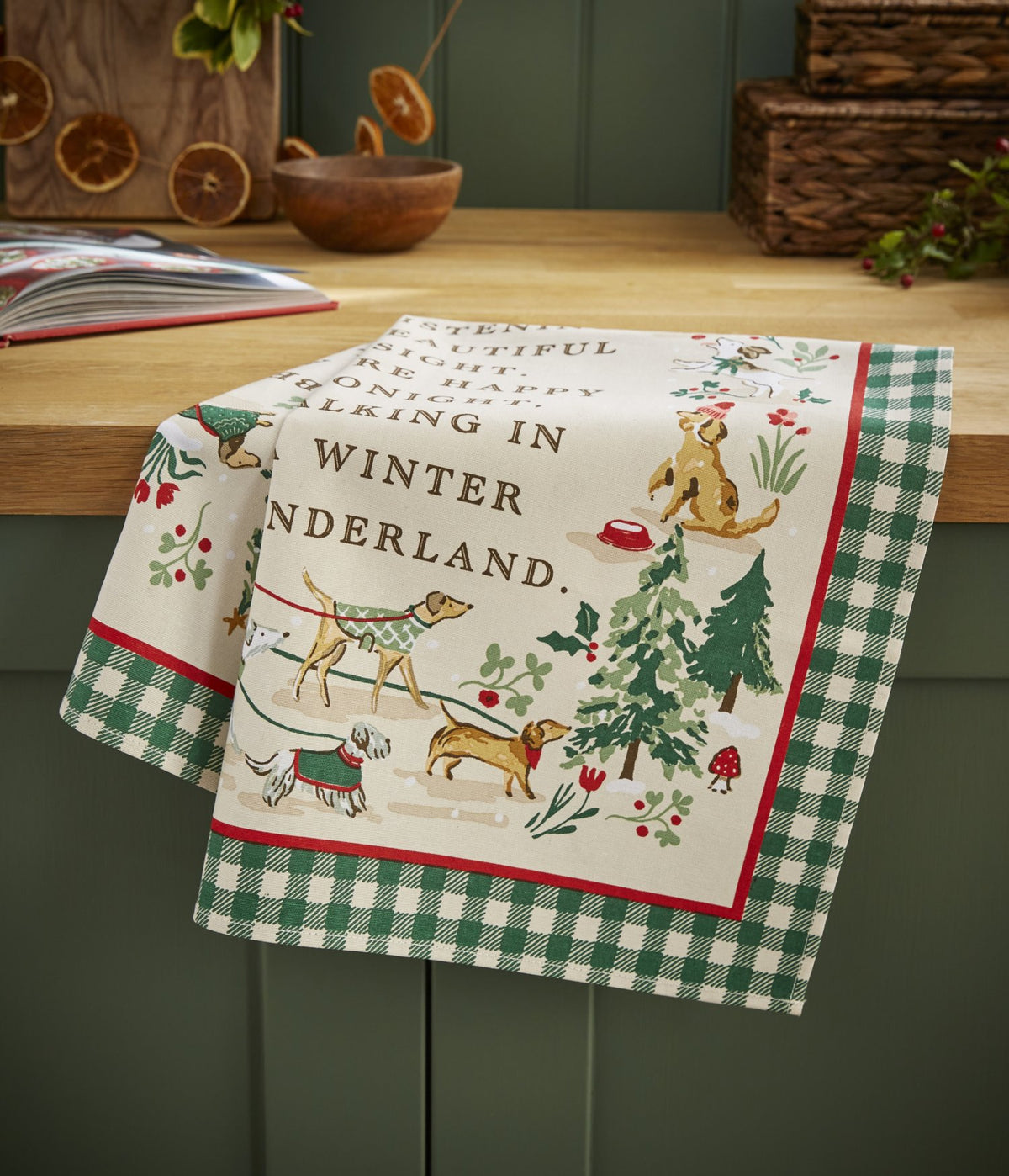 Ulster Weavers "Winter Walkies", Printed cotton tea towel. - Home Landing