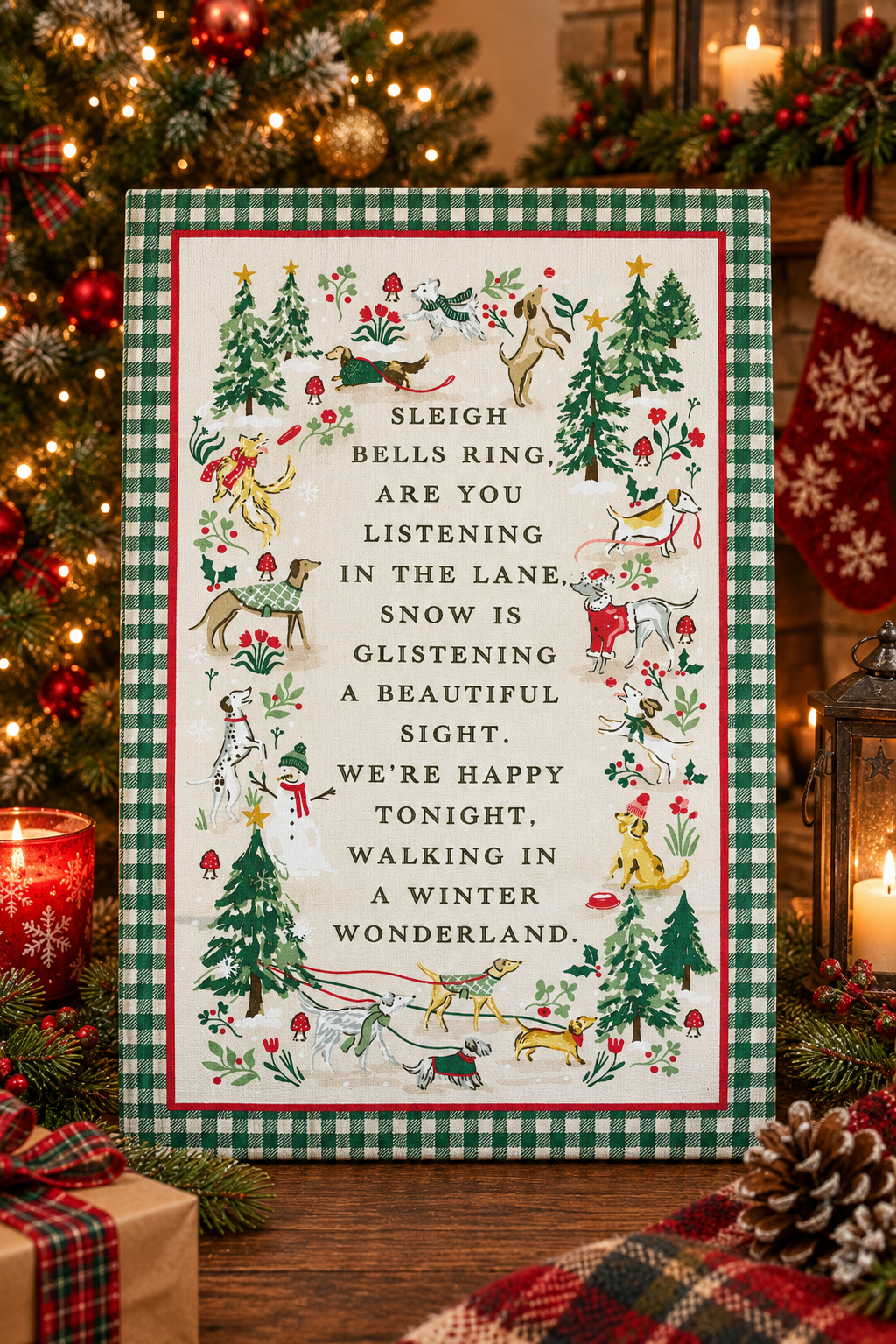 Ulster Weavers "Winter Walkies", Printed cotton tea towel.