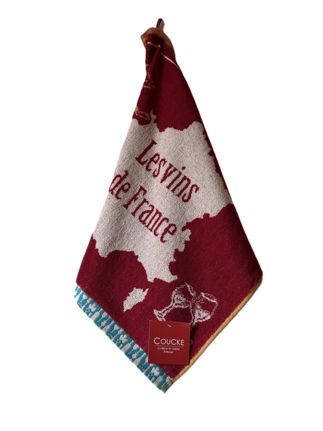 Coucke "Les Vins de France", Cotton terry hand towel. Designed in France.