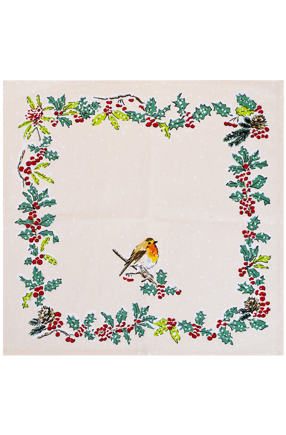 Ulster Weavers "Christmas Robins", Printed cotton napkins 2PK. - Home Landing