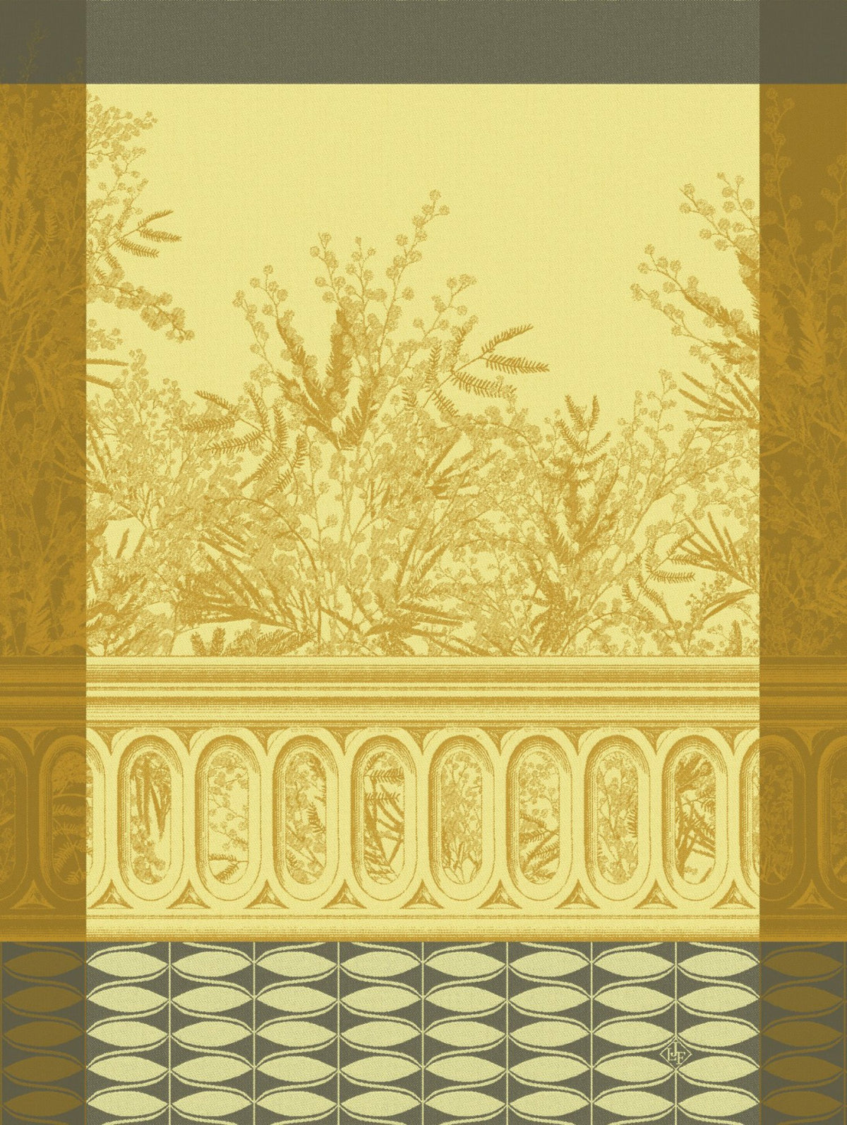 Jacquard Français "Riviera Mimosa" (Yellow), Woven cotton tea towel. Made in France.
