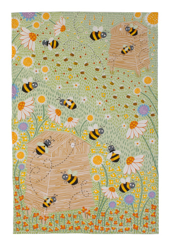 Ulster Weavers, "Daisy Bees", Pure cotton printed tea towel. - Home Landing