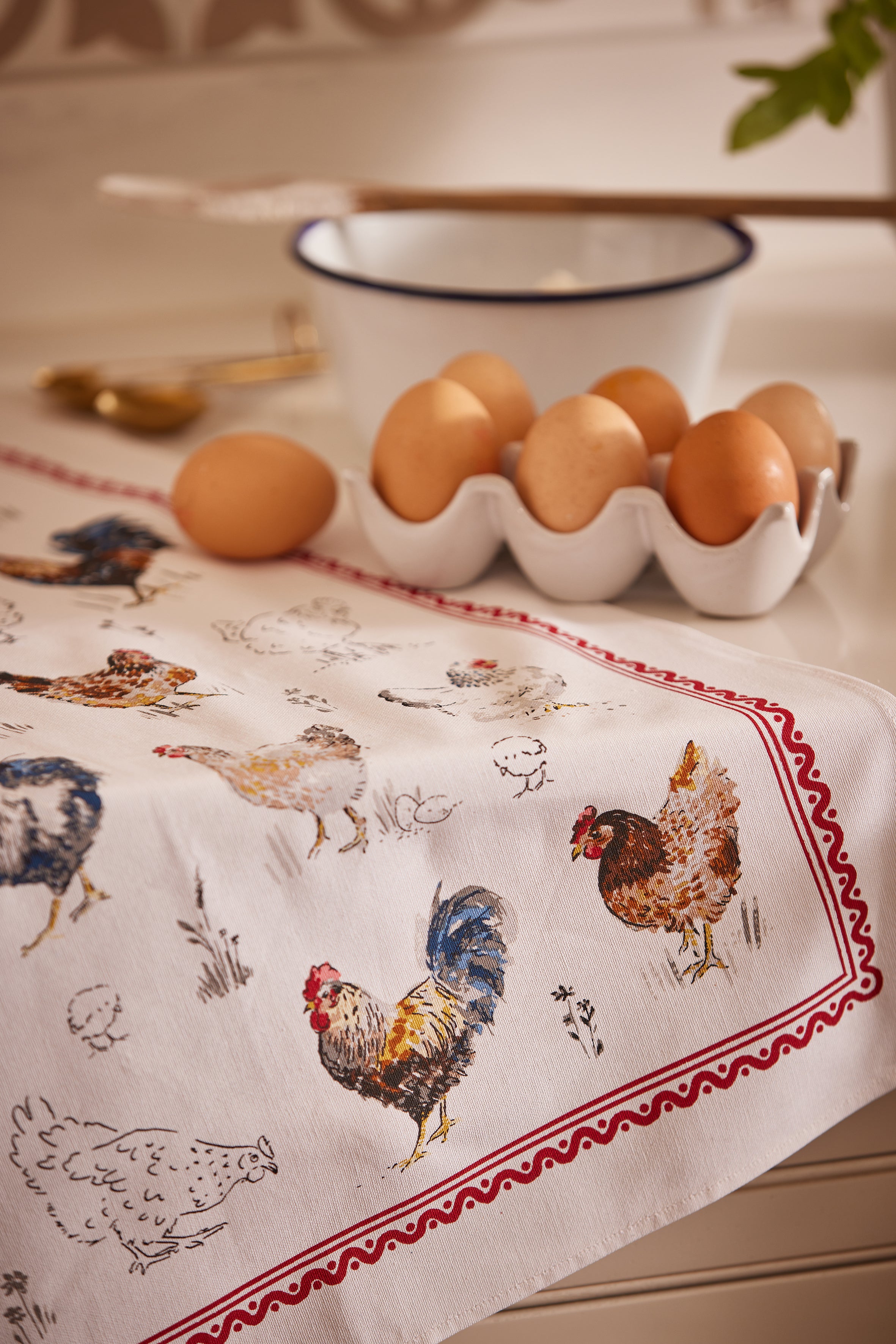 Ulster Weavers "Farm Birds", Printed recycled cotton tea towel.