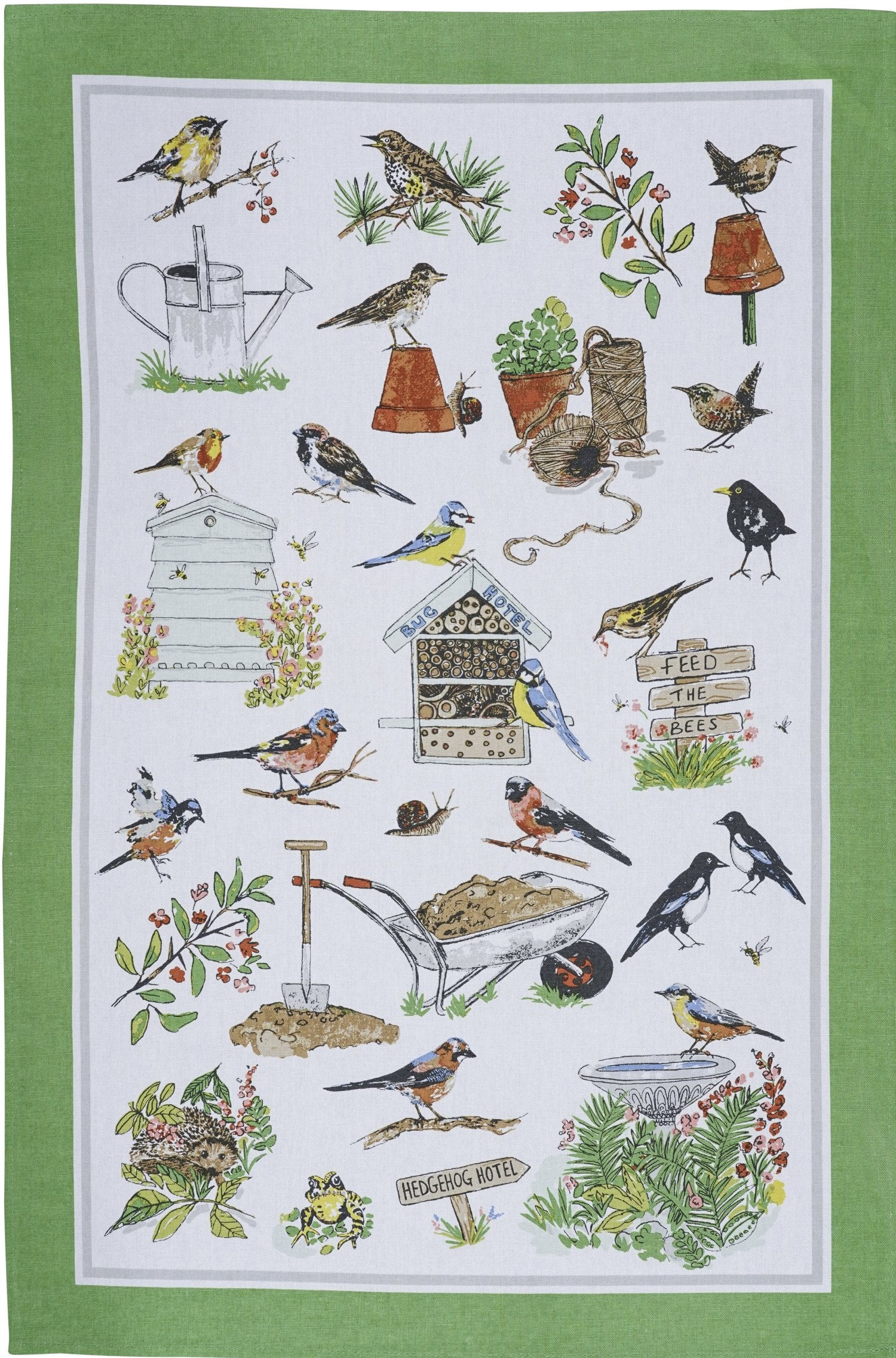 Ulster Weavers, "Garden Birds", Printed cotton tea towel.