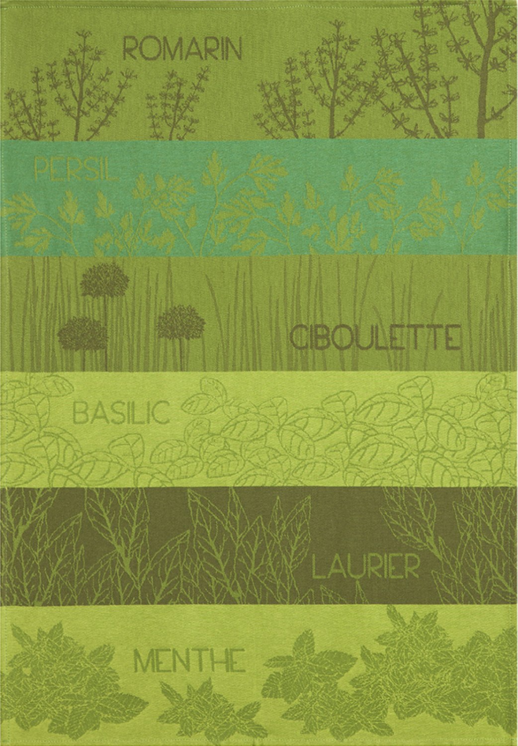 Coucke "Herbes Aromatiques”, Woven cotton tea towel. Designed in France.