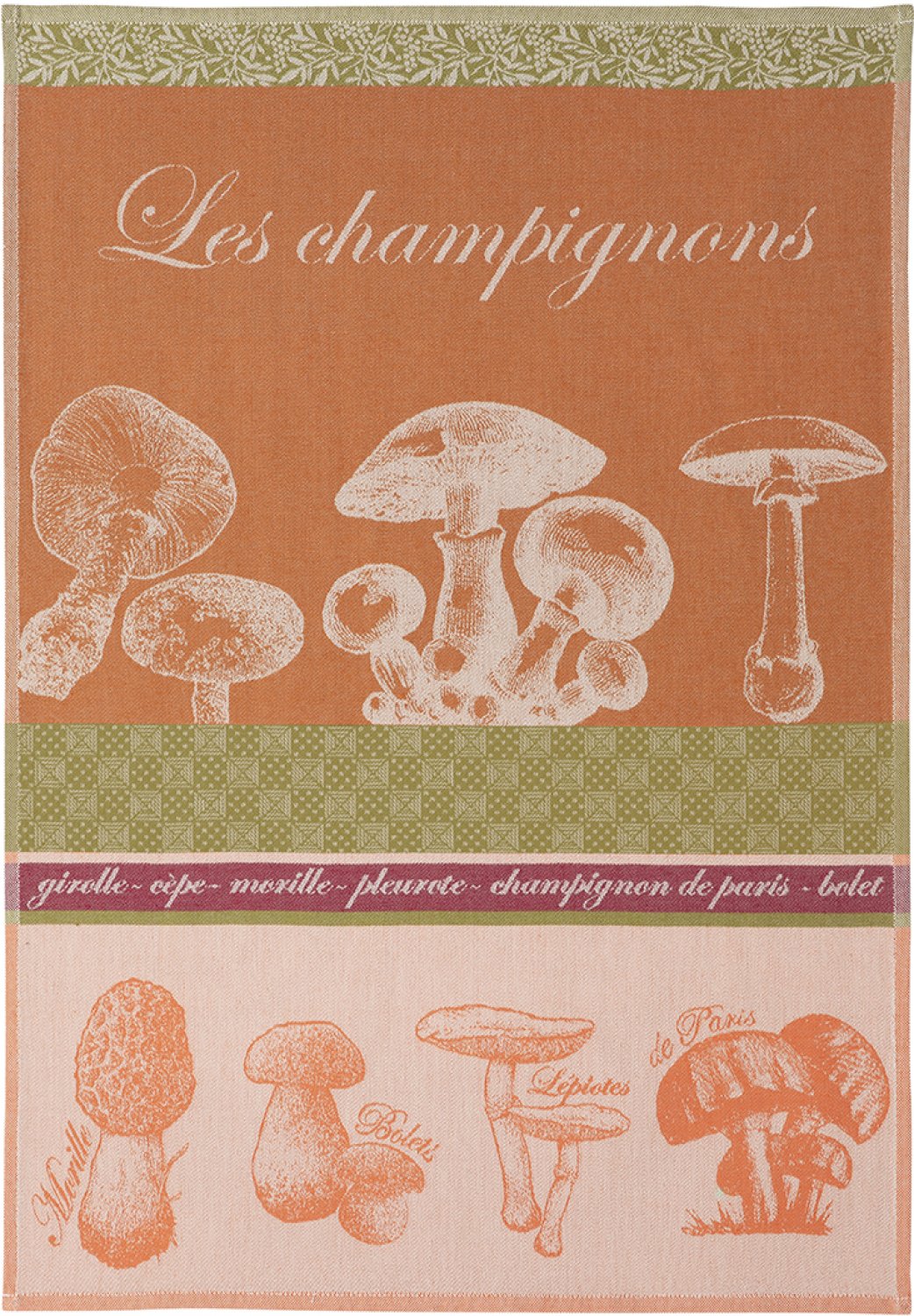 Coucke "Champignons", Woven cotton tea towel. Designed in France.