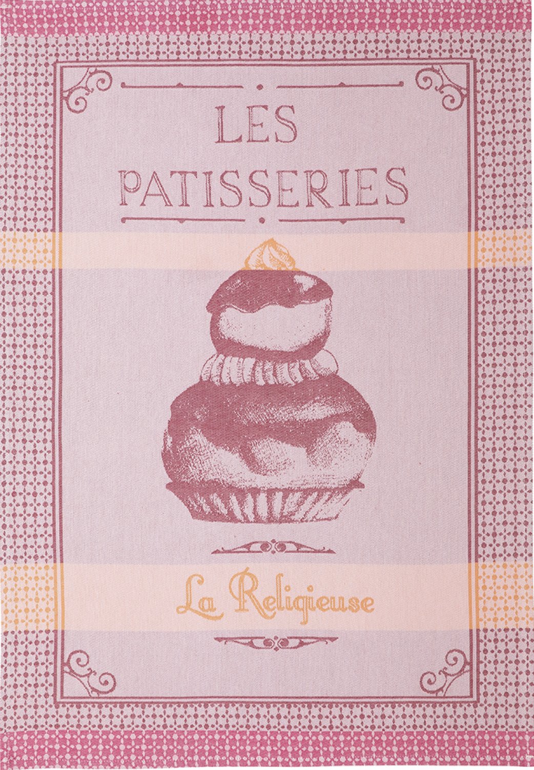 Coucke "Religieuse Rose", Woven cotton tea towel. Designed in France.