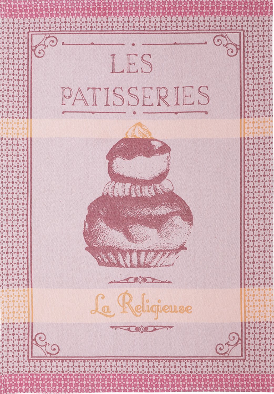 Coucke "Religieuse Rose", Woven cotton tea towel. Designed in France.