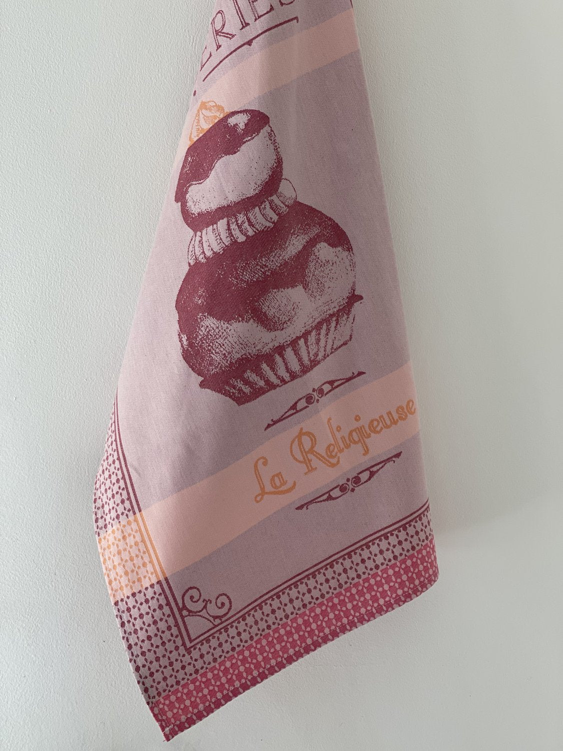 Coucke "Religieuse Rose", Woven cotton tea towel. Designed in France.