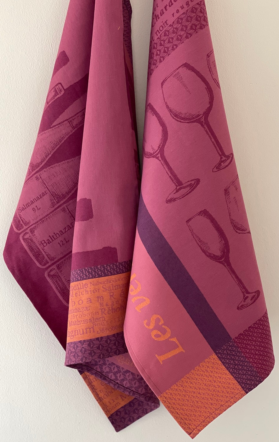 Coucke “Gabarits Bouteilles de Vin", Woven cotton tea towel. Designed in France.