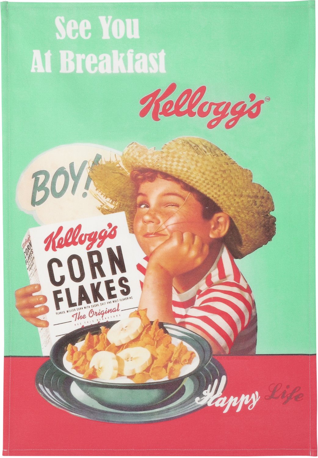 Coucke "Kellogg’s Boy", Printed cotton tea towel. Designed in France