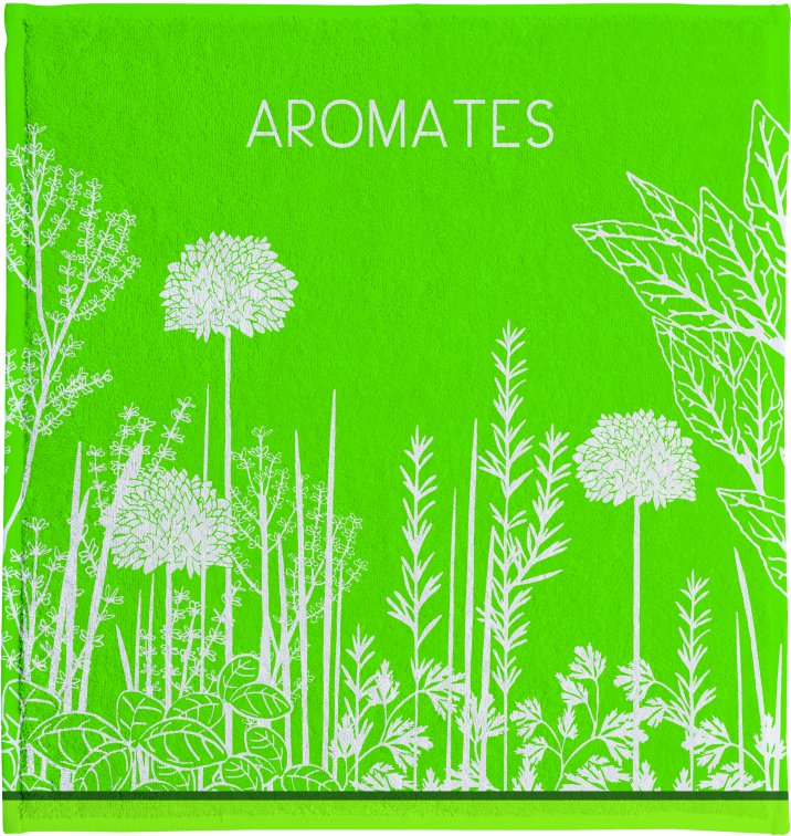 Coucke "Aromates du Jardin", Cotton terry hand towel. Designed in France.