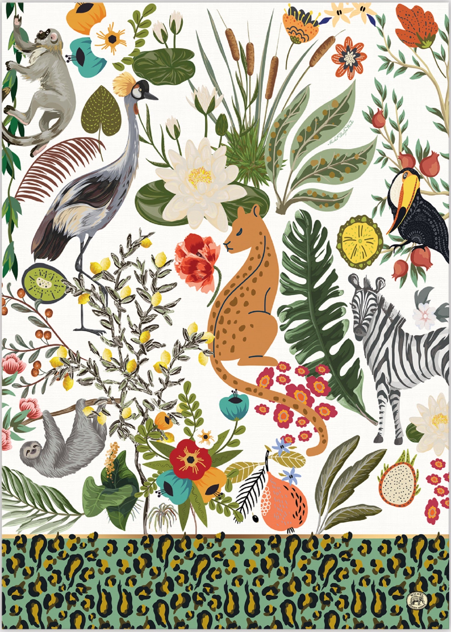 Michel Design Works, "Wild Lemon", Pure cotton printed tea towel.