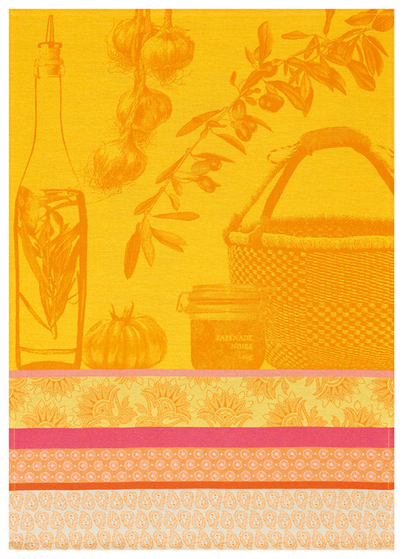 Jacquard Français "Saveurs de Provence" (Lemon), Woven cotton tea towel. Made in France - Home Landing