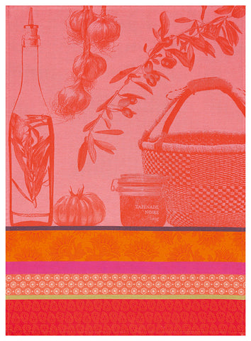Jacquard Français "Saveurs de Provence" (Watermelon), Woven cotton tea towel. Made in France. - Home Landing