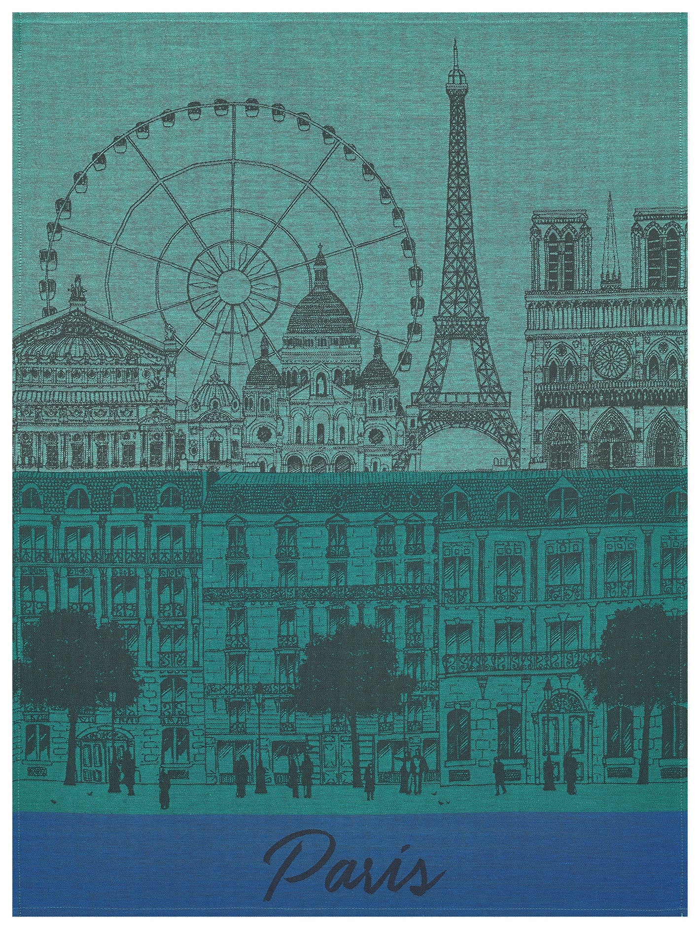 Jacquard Français "Paris Panorama"(Garden), Woven cotton tea towel. Made in France. - Home Landing