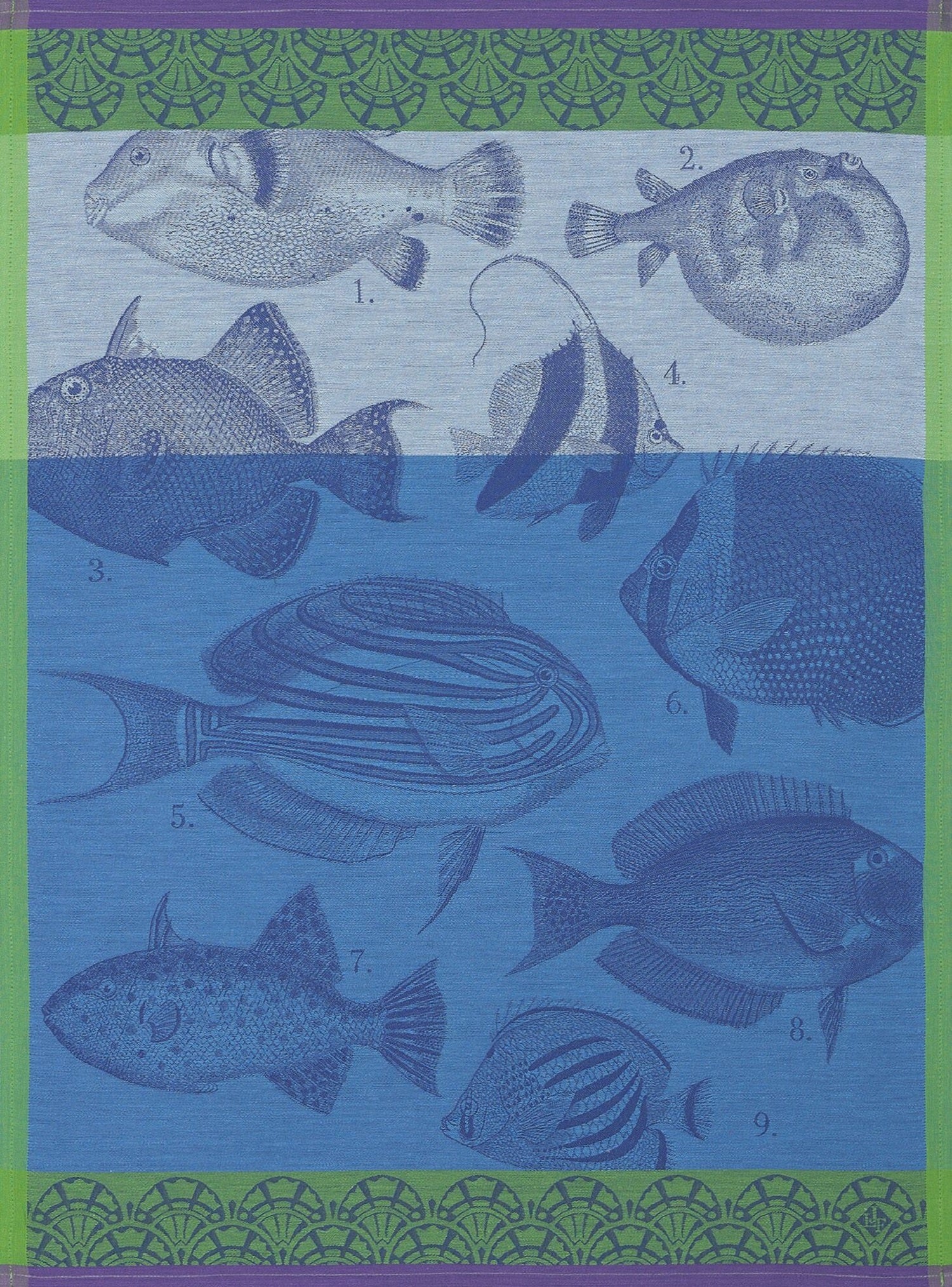 Jacquard Français "Moorea" (Ocean), Woven cotton tea towel. Made in France. - Home Landing