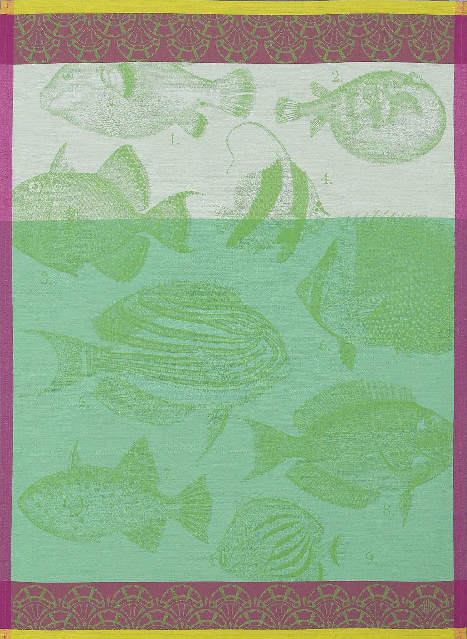 Jacquard Français "Moorea" (Green), Woven cotton tea towel. Made in France. - Home Landing