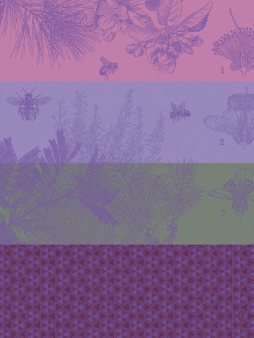 Jacquard Français "Miel de Fleurs" (Purple), Woven cotton tea towel. Made in France.