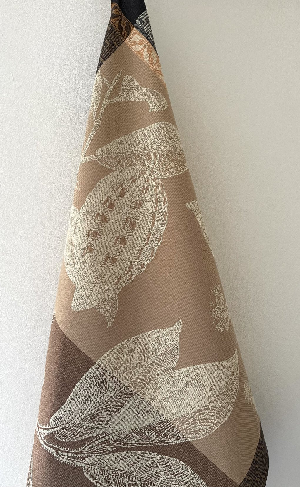 Jacquard Francais "Chocolates - Fève" (Brown), Woven cotton tea towel. Made in France.