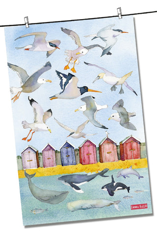 Emma Ball "Sealife - Under the Sea", Pure cotton tea towel. Printed in the UK. - Home Landing