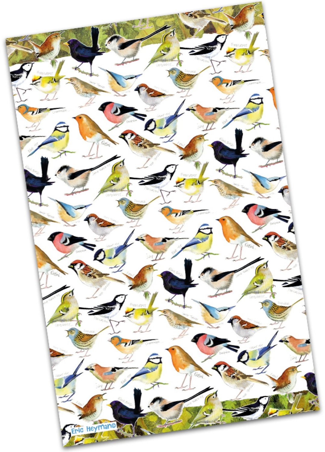 Emma Ball "Eric Heyman British Birds", Pure cotton tea towel. Printed in the UK.