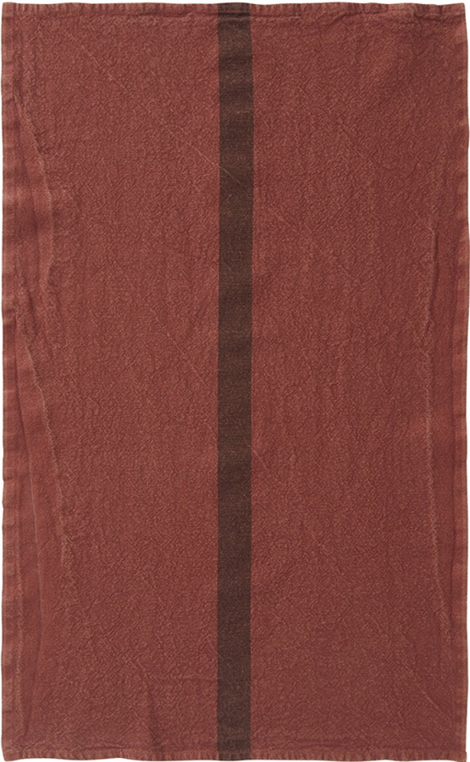 Charvet Editions "Doudou Stripe" (Brique & Marron), Natural linen tea towel. Made in France. - Home Landing