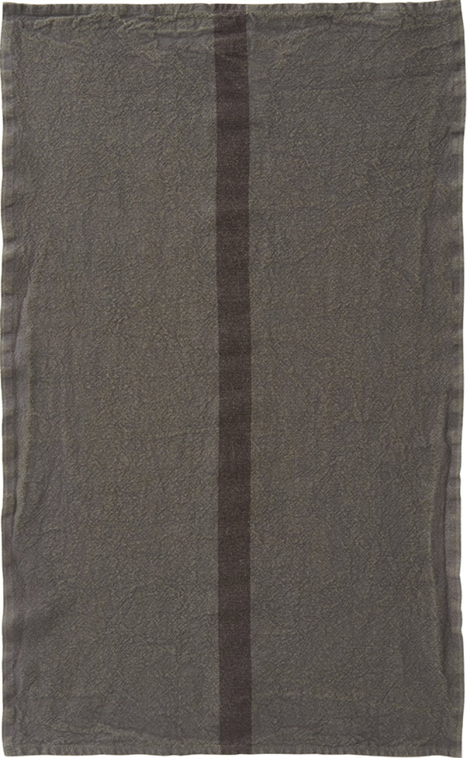 Charvet Editions "Doudou Stripe" (Oxyde & Marron), Natural linen tea towel. Made in France. - Home Landing