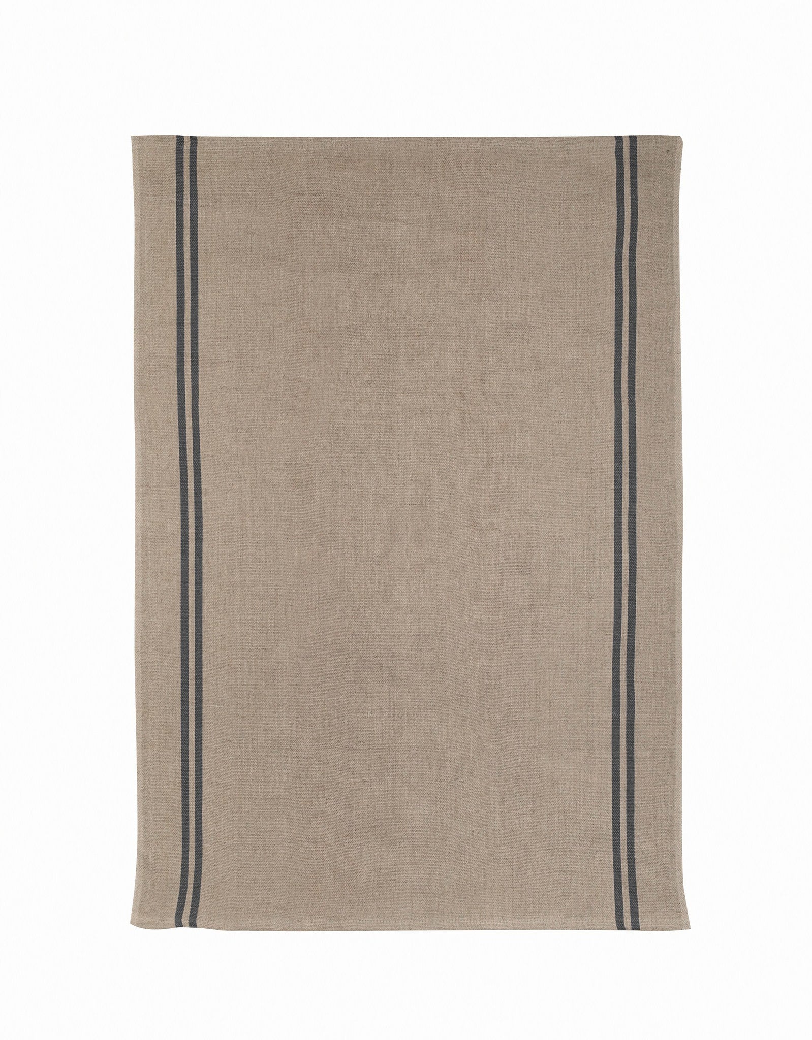 Charvet Éditions "Country" (Black), Natural woven linen tea towel.  Made in France. - Home Landing