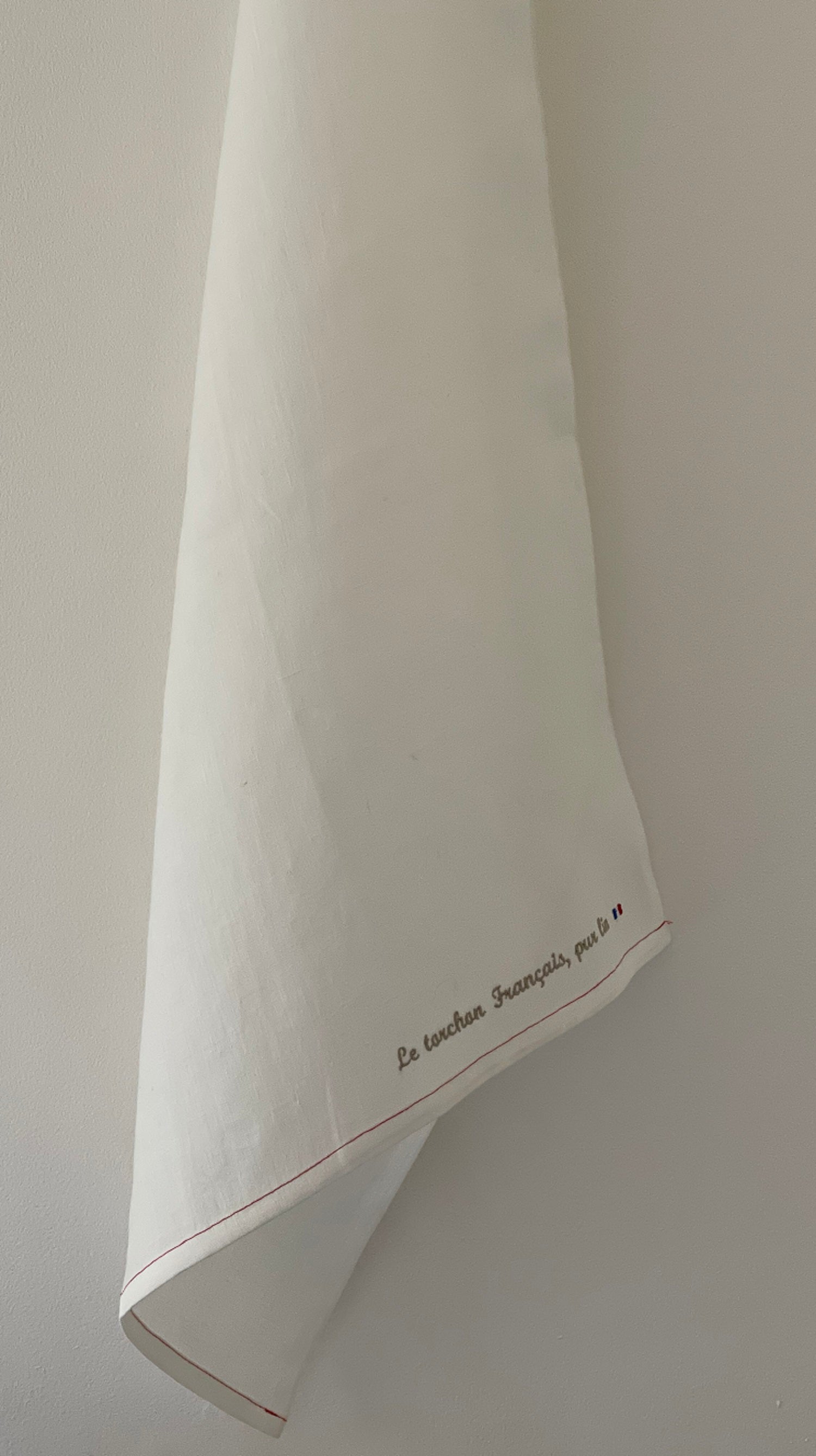 Charvet Éditions "LTF Pur Lin” (Blanc), Natural woven linen tea towel. Made in France. - Home Landing