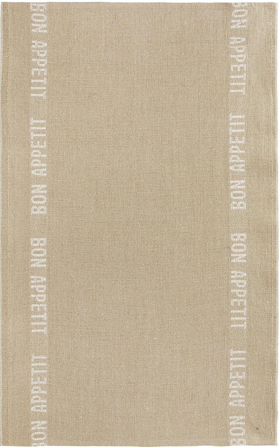 Charvet Éditions "Bon Appetit" (White), Natural woven linen tea towel. Made in France. - Home Landing
